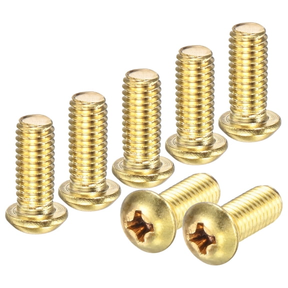 Uxcell 20-Pack M5x12mm Pan Head Machine Screws Brass Cross Head Fully Threaded Bolts for Furniture Brass