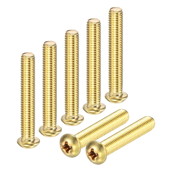 Uxcell 20-Pack M5x30mm Pan Head Machine Screws Brass Cross Head Fully Threaded Bolts for Furniture Brass