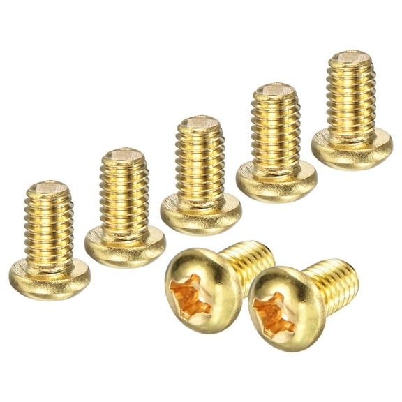 Uxcell 20-Pack M6x10mm Pan Head Machine Screws Brass Cross Head Fully Threaded Bolts for Furniture Brass