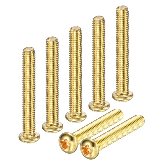 Uxcell 20-Pack M6x40mm Pan Head Machine Screws Brass Cross Head Fully Threaded Bolts for Furniture Brass