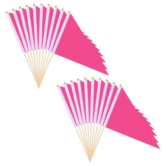 Uxcell 20-Pack Mini Wood Stick Sublimation Flag, 8x12 Inch Polyester Rectangular Solid Color Blank Hand Held Plain Flags [Rose Red]