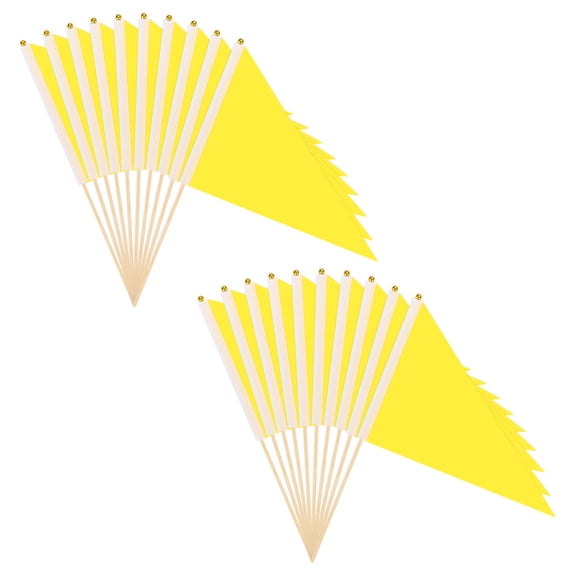Uxcell 20-Pack Mini Wood Stick Sublimation Flag, 8x12 Inch Polyester Rectangular Solid Color Blank Hand Held Plain Flags [Yellow]
