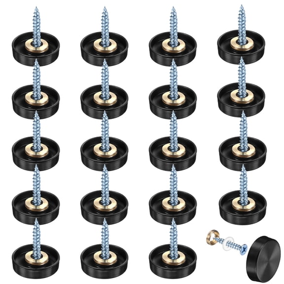 Uxcell 20-Pack Mirror Screw Covers Caps, 0.75" Dia 304 Stainless Steel Decorative Screws Cap and Nails Brushed Finish [Black]