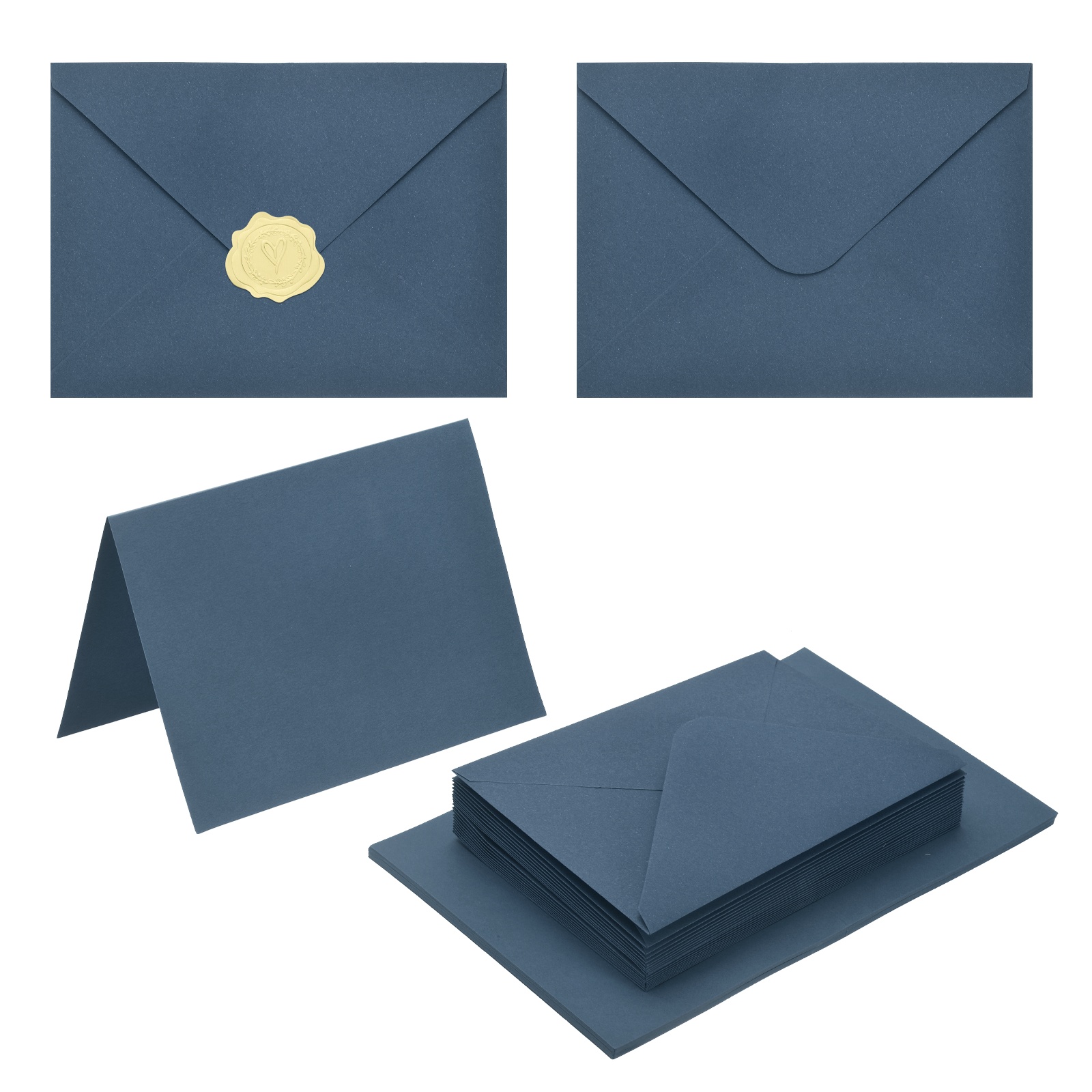Uxcell 20 Pack Navy Blue 4x6 Envelopes with Cards, V Flap A6 Envelopes ...