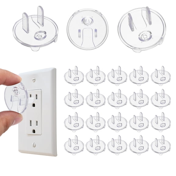 Uxcell 20 Pack Outlet Covers Proofing, Electrical Safety Plug Covers Outlets Socket Proof Caps Easy Install Plug Power Sockets Protectors for 3-Prong Wall Plate, Clear