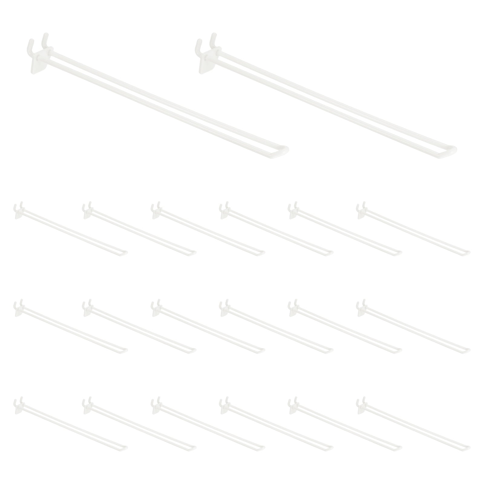 Uxcell 20 Pack Pegboard Hooks, 11.5 Inch Durable Plastic Pegboard Display Hooks Peg Board Organizer Accessories for Kitchen Storage Retail Jewelry Organization Wall Gridwall, White