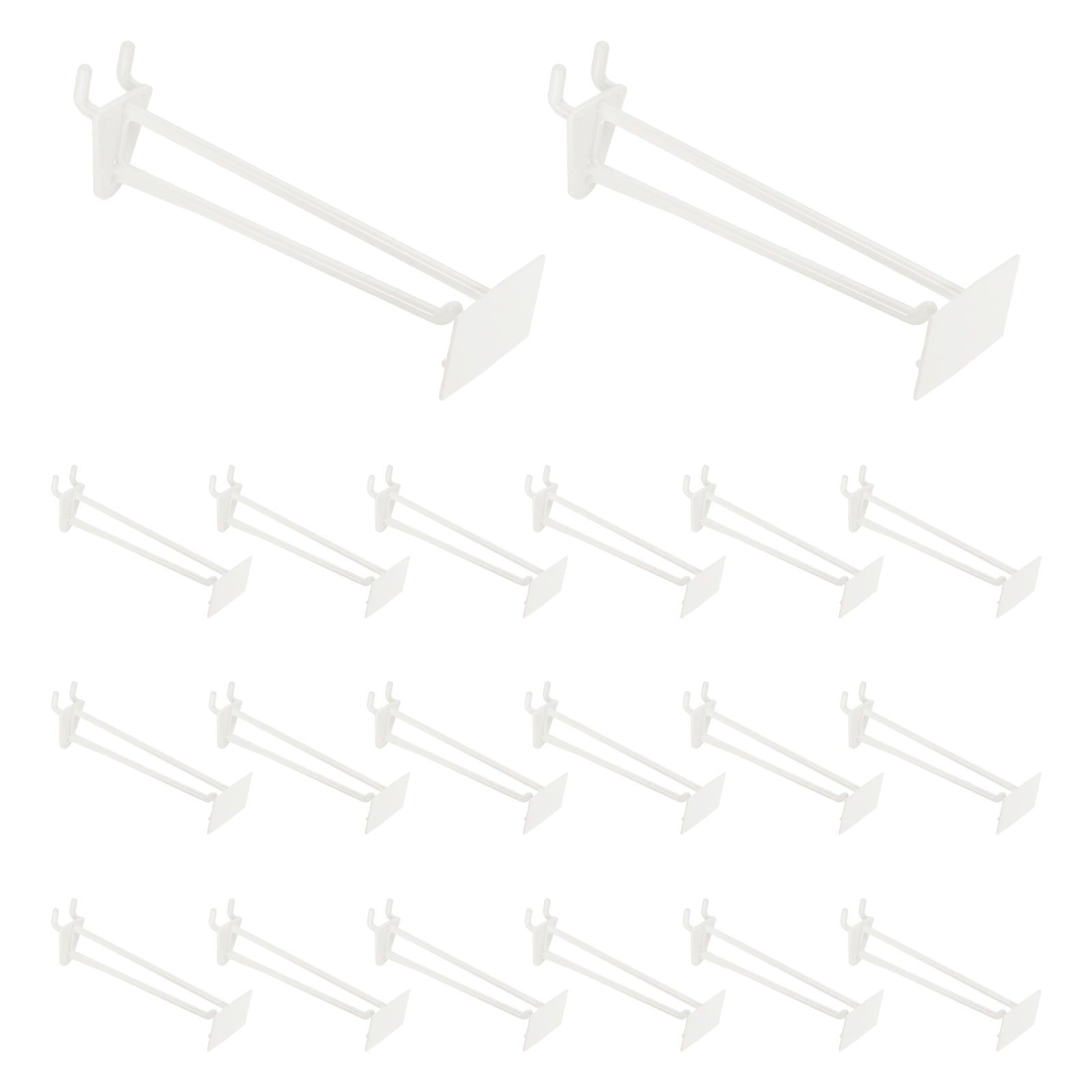 Uxcell 20 Pack Pegboard Hooks, 6 Inch Durable Plastic Pegboard Display Hooks Peg Board Organizer Accessories for Shop Craft Tool Organization Wall Storage Gridwall, White