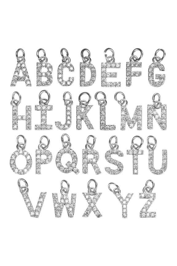 20-Pack Rhinestone Letter Charm, 2mm Letters A for DIY Name ID Bracelets/Necklace/Wristbands Pendants/Jewelry Making Charm [Gold]