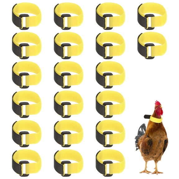 Uxcell 20-Pack Rooster Collars, Adjustable Soft Polyester Anti-Noise Neck Belt for Chickens and Poultry Birds [Yellow]