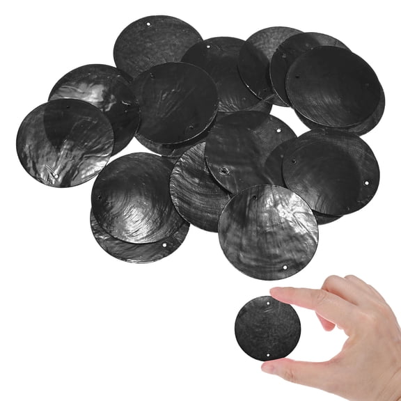 Uxcell 20-Pack Round Capiz Sea Shells, 2" Natural Shells Pieces with Double Holes for Wind Chimes [Black]