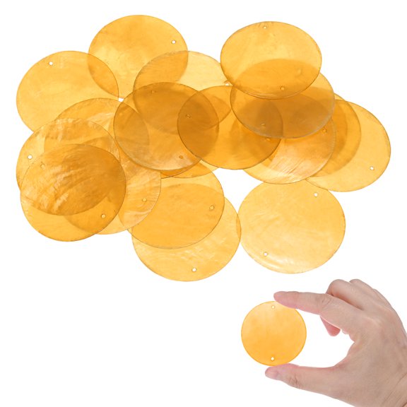 Uxcell 20-Pack Round Capiz Sea Shells, 2" Natural Shells Pieces with Double Holes for Wind Chimes [Orange]