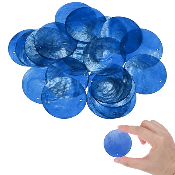 Uxcell 20-Pack Round Capiz Sea Shells, 2" Natural Shells Pieces with Double Holes for Wind Chimes [Sapphire Blue]
