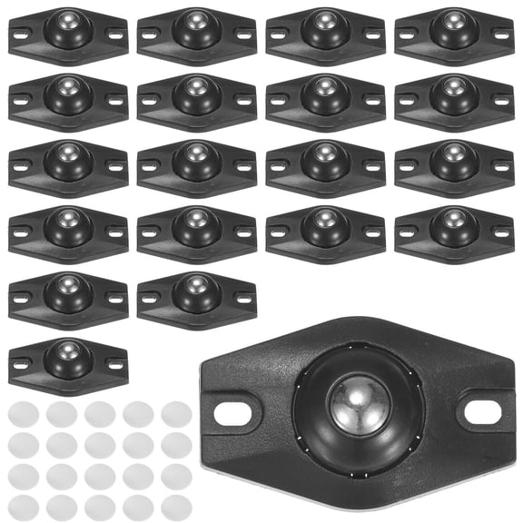 Uxcell 20-Pack Self Adhesive Caster Wheels for Appliances, Nickel Plated Steel Balls 360Rotation Mini Casters SwivelAppliance Slider [Black]