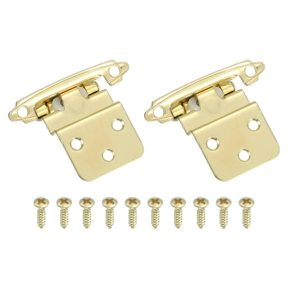 Uxcell 20 Pack Self Closing Cabinet Hinges, 3/8" Overlay Cabinet Door Hinges Inset Kitchen Cabinet Hinges for Flush Mount Kitchen Cabinet Door, Gold