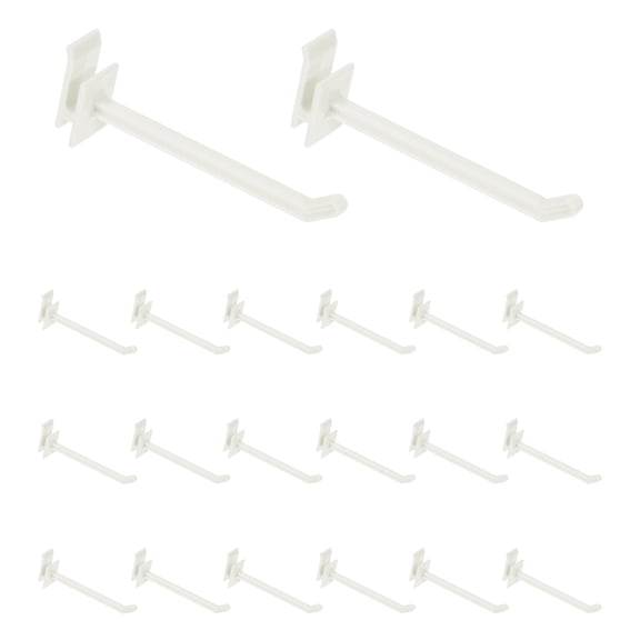 Uxcell 20 Pack Slat Wall Panel Hooks, 3.5 Inch Plastic Slat Wall Accessories Gridwall Hooks Shelves Hanging Accessories for Kitchen Tool Organization Gridwall Craft Room Retail, White