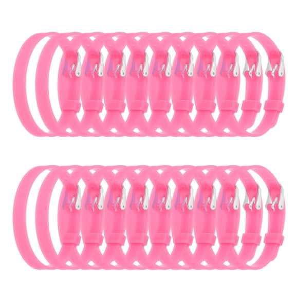 Uxcell 20 Pack Slide Bracelet Wristband, 8.2 x 0.3" Silicone Adjustable Bracelet, ID Bracelet Wristband for Men Women Jewelry Making DIY Craft Gift ID Bracelet, Pink