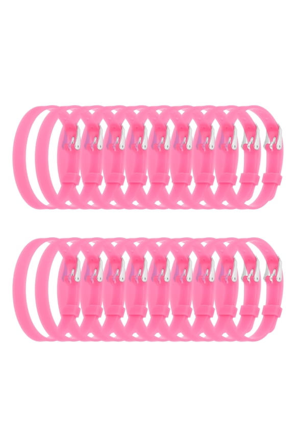 20 Pack Slide Bracelet Wristband, 8.2 x 0.3" Silicone Adjustable Bracelet, ID Bracelet Wristband for Men Women Jewelry Making DIY Craft Gift ID Bracelet, Pink