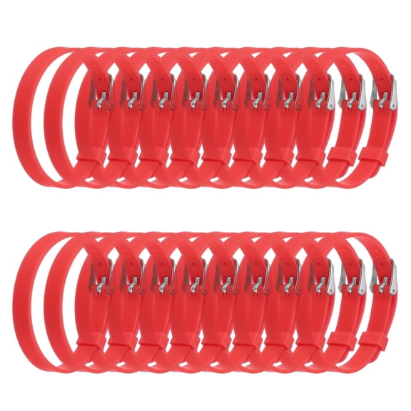 Uxcell 20 Pack Slide Bracelet Wristband, 8.2 x 0.3" Silicone Adjustable Bracelet, ID Bracelet Wristband for Men Women Jewelry Making DIY Craft Gift ID Bracelet, Red