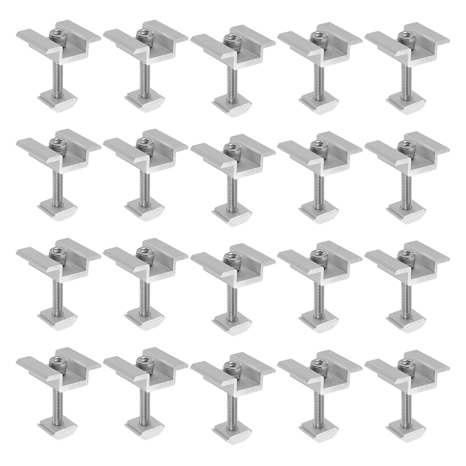 Uxcell 20-Pack Solar Panel Mount Mid Clamps 45mm PV Panel Bracket Corrosion-free Aluminum Anodized Solar Mid Clamp White