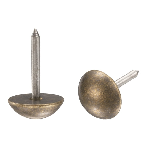 Uxcell 20 Pack Solid Brass Upholstery Tacks, 16mm Retro Upholstery Nails Decorative Thumb Push Pins for Wood Boxes Carpet Sofa Furniture Leather Crafts, Bronze
