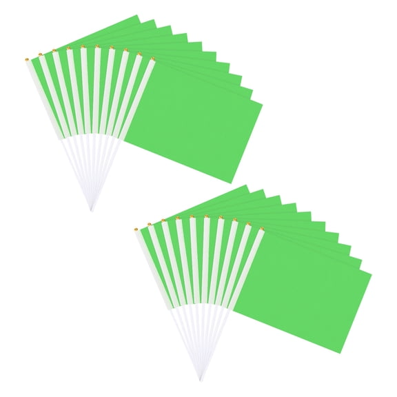 Uxcell 20-Pack Solid Color Blank Hand Held Plain Flag, 8x12 Inch Polyester Rectangular Mini Sublimation Flag [Green]