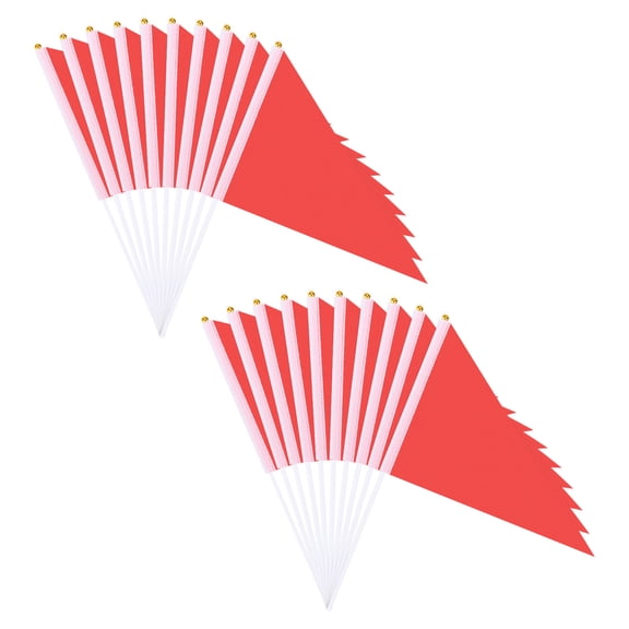 Uxcell 20-Pack Solid Color Blank Hand Held Plain Flags, 8x12 Inch Polyester Rectangular Mini Sublimation Flag [Red]