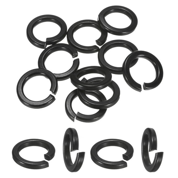 Uxcell 20-Pack Spring Lock Washer, M18 Stainless Steel Electroplating Black Coating Elastic Gasket Screw Fasteners