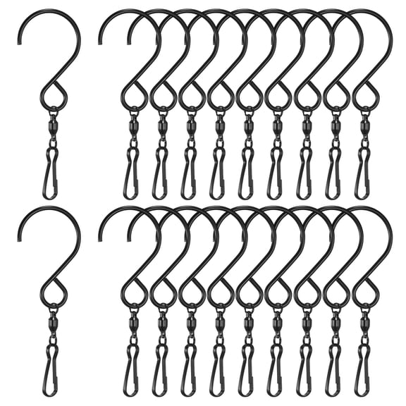 Uxcell 20-Pack Swivel Hooks Clips, 3.2 Inch Stainless Stee Wind Spinner Swivel Hooks for Hanging Wind Chimes [Black]