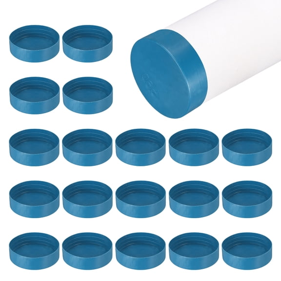 Uxcell 20 Pack Tube End Cap Plastic Hole Plugs, 3.62" x 1.04" Round Tube Pipe Cap Cover Screw Thread Protective Sleeve Fit 3.54" OD Tube for Tubing, Fence Railing, Pipe Post, Blue