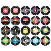 Uxcell 20 pack Vinyl Records Decor, 5.5 inch Blank Vinyl Records 20 Designs Fake CD Album Cover for Rock and Roll Party Dining Home Decorations, Black, Style 1