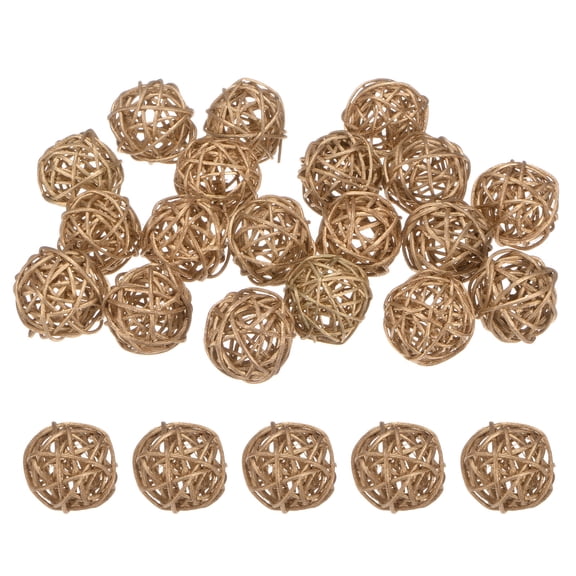 Uxcell 20-Pack Wicker Rattan Balls 40mm/1.6 Inch Decorative Rattan Balls for Christmas Weddings Thanksgiving Gold