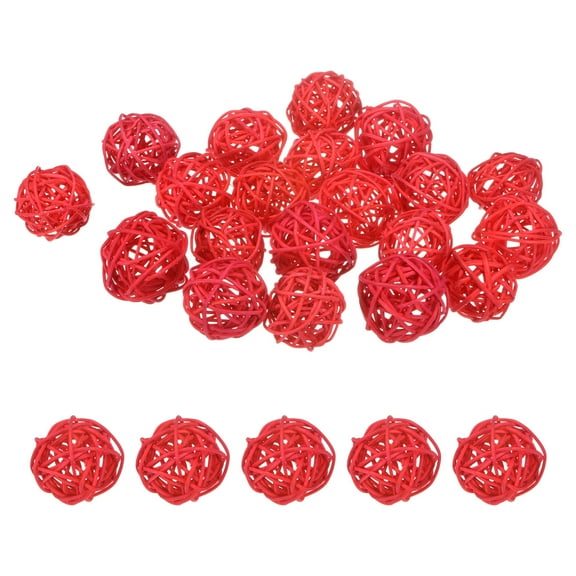 Uxcell 20-Pack Wicker Rattan Balls 40mm/1.6 Inch Decorative Rattan Balls for Christmas Weddings Thanksgiving Red