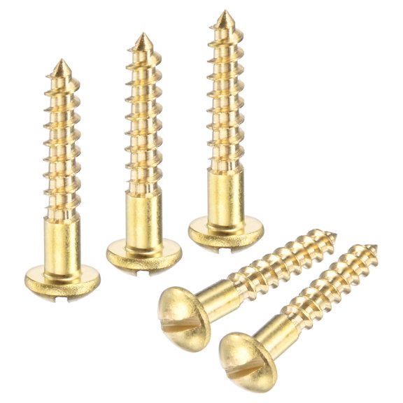 Uxcell 20-Pack Wood Screws, M3.5 x 22mm Brass Slotted Round Head