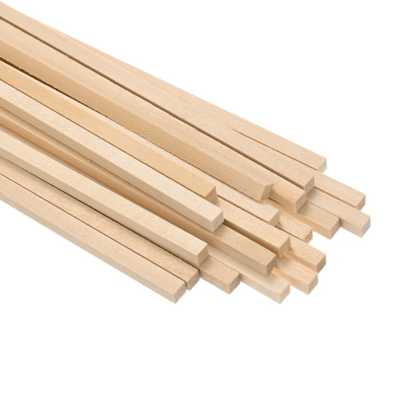 Uxcell 20-Pack Wood Square Dowel Rods, 13/64 x 12 Inch Unfinished Wooden Square Dowel Rod, Hardwood Sticks for Crafts