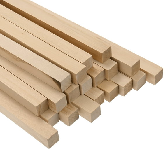 Uxcell 20-Pack Wood Square Dowel Rods, 19/32 x 12 Inch Unfinished Wooden Square Dowel Rod, Hardwood Sticks for Crafts