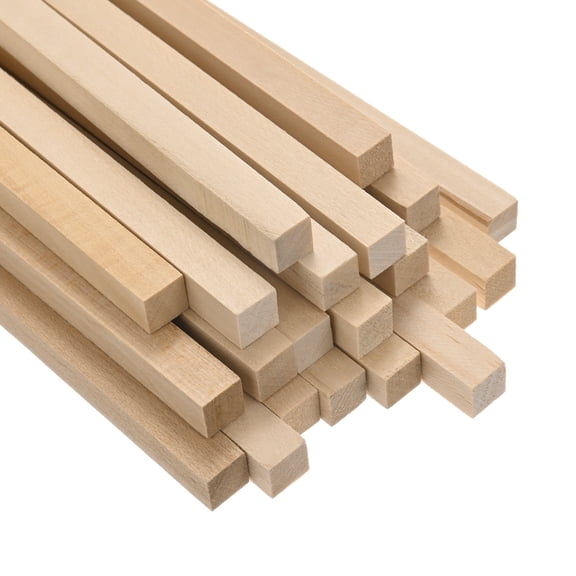 Uxcell 20-Pack Wood Square Dowel Rods, 25/64 x 10 Inch Unfinished Wooden Square Dowel Rod, Hardwood Sticks for Crafts