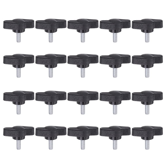Uxcell 20 Packs M4 x 10mm Male Thread Tee Wing Knobs Thumb Screw Clamping Knobs Grip Black