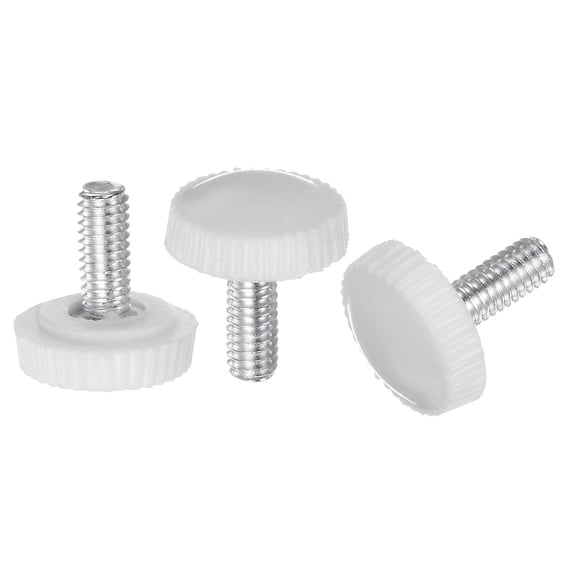 Uxcell 20 Packs M4 x 10mm Metric Male Thread Knurled Knobs Thumb Screw Clamping Knobs Grip White