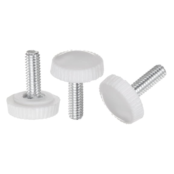 Uxcell 20 Packs M4 x 12mm Metric Male Thread Knurled Knobs Thumb Screw Clamping Knobs Grip White