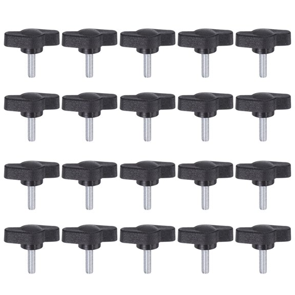 Uxcell 20 Packs M4 x 14mm Male Thread Tee Wing Knobs Thumb Screw Clamping Knobs Grip Black