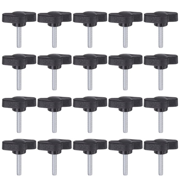 Uxcell 20 Packs M4 x 20mm Male Thread Tee Wing Knobs Thumb Screw Clamping Knobs Grip Black