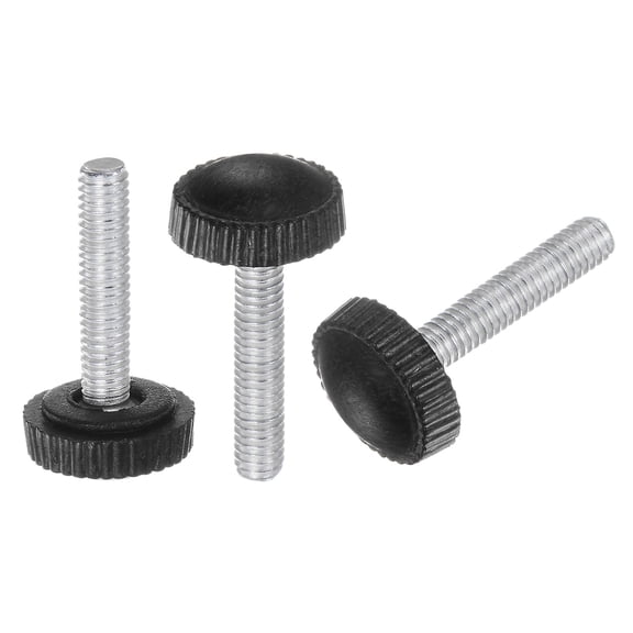 Uxcell 20 Packs M4 x 30mm Metric Male Thread Knurled Knobs Thumb Screw Clamping Knobs Grip Black