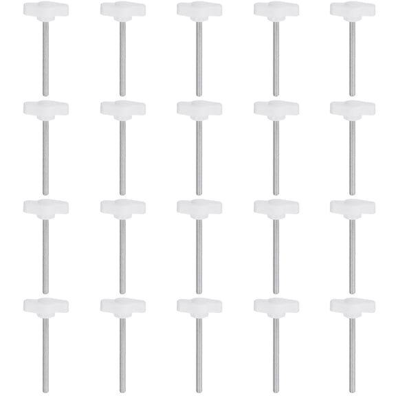 Uxcell 20 Packs M4 x 50mm Male Thread Tee Wing Knobs Thumb Screw Clamping Knobs Grip White