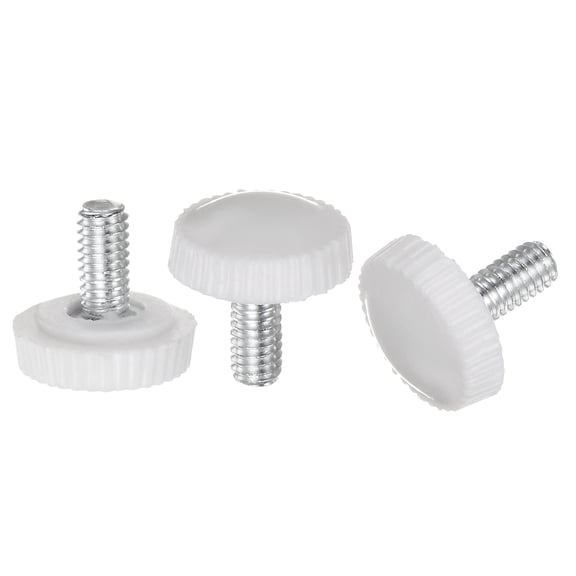 Uxcell 20 Packs M4 x 6mm Metric Male Thread Knurled Knobs Thumb Screw Clamping Knobs Grip White