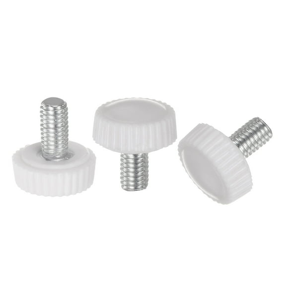 Uxcell 20 Packs M5 x 12mm Metric Male Thread Knurled Knobs Thumb Screw Clamping Knobs Grip White