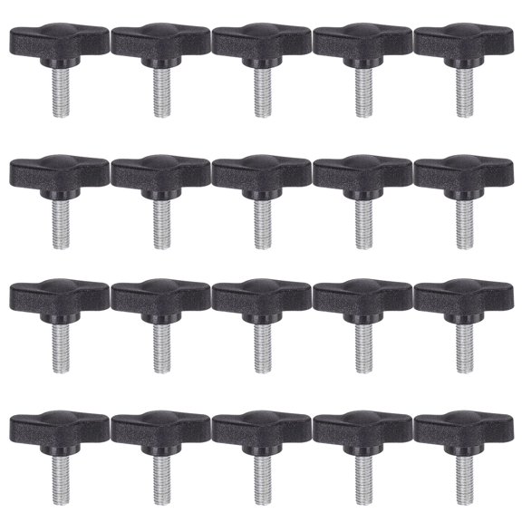 Uxcell 20 Packs M5 x 14mm Male Thread Tee Wing Knobs Thumb Screw Clamping Knobs Grip Black