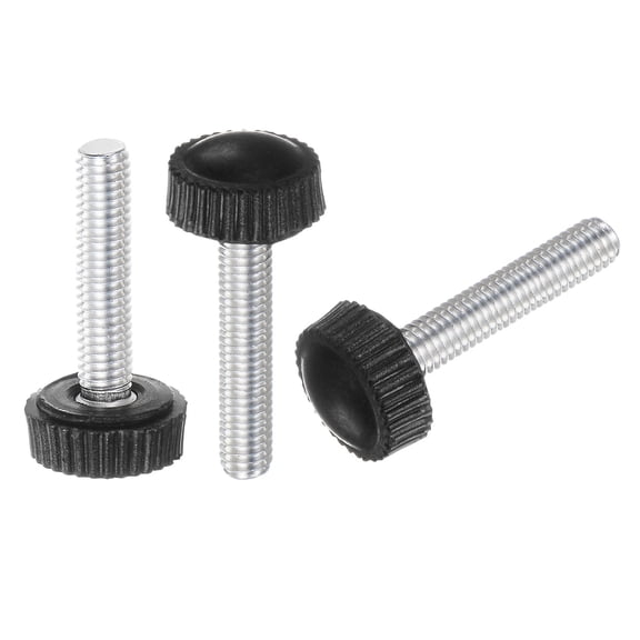 Uxcell 20 Packs M5 x 30mm Metric Male Thread Knurled Knobs Thumb Screw Clamping Knobs Grip Black