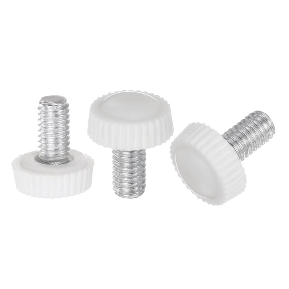 Uxcell 20 Packs M6 x 12mm Metric Male Thread Knurled Knobs Thumb Screw Clamping Knobs Grip White