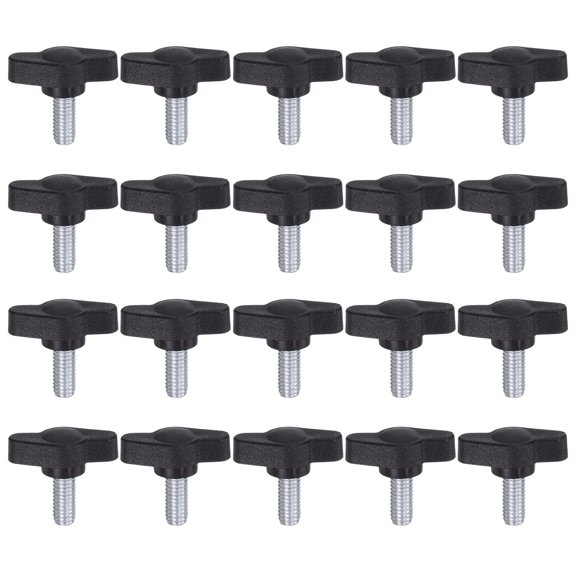 Uxcell 20 Packs M6 x 14mm Male Thread Tee Wing Knobs Thumb Screw Clamping Knobs Grip Black