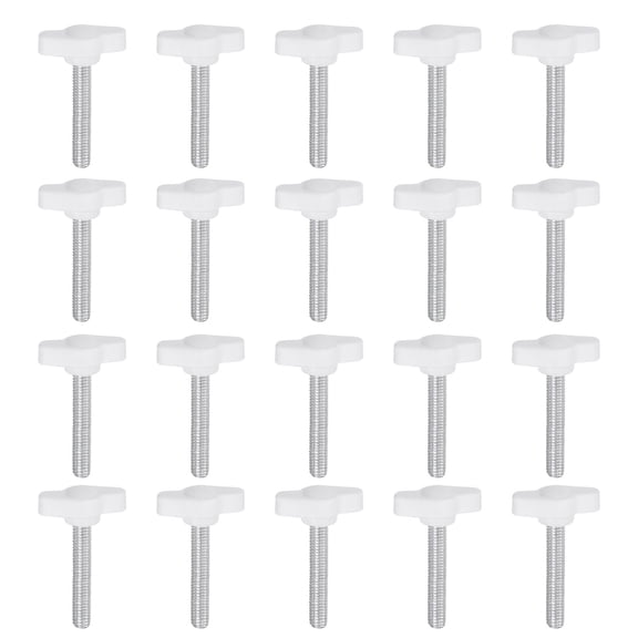 Uxcell 20 Packs M6 x 35mm Male Thread Tee Wing Knobs Thumb Screw Clamping Knobs Grip White